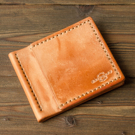 кожаный зажим для денег и карточек, ручная работа, светло-коричневый Made by Katunoff