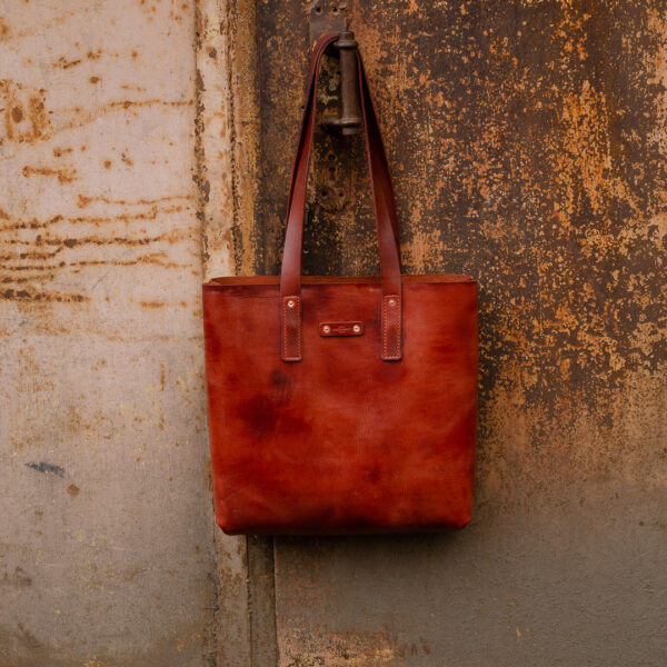 Кожаная сумка шоппер коньяк Made by Katunoff