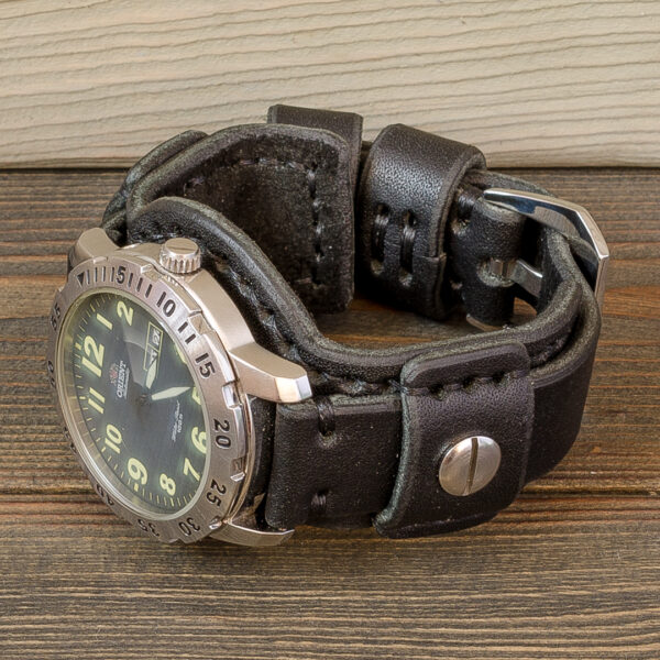 Ремешок для часов Orient EM7A-C2-A CA, стяжка вощеным шнуром, натуральная кожа, ручная работа Made by Katunoff