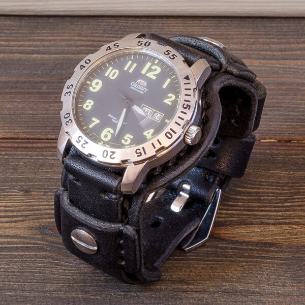Ремешок для часов Orient EM7A-C2-A CA, стяжка вощеным шнуром, натуральная кожа, ручная работа Made by Katunoff