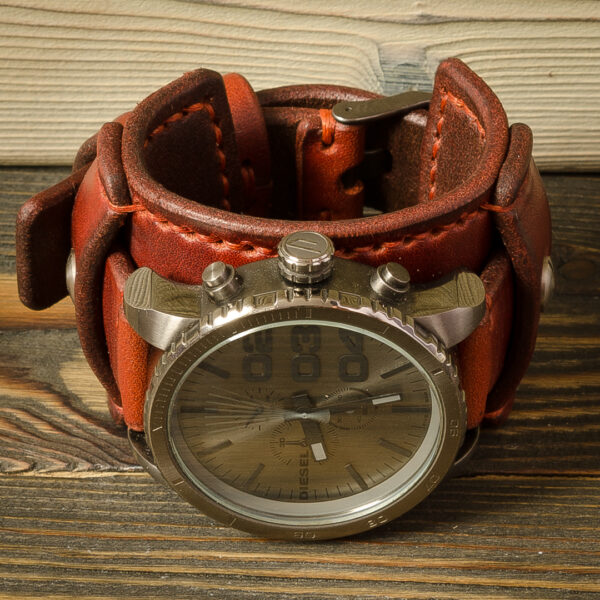 Ремешок для часов Diesel DZ-4210 из кожи растительного дубления, стяжка вощеным шнуром, пропитка восками Made by Katunoff