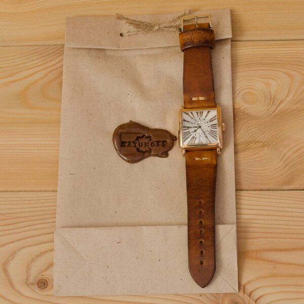 Katunoff кожаный ремешок для часов Franck Muller Master Square 6000 H SC DT ручная работа, коричневый