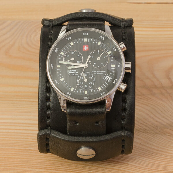 Katunoff широкий кожаный ремешок для часов swiss military 17700, черный