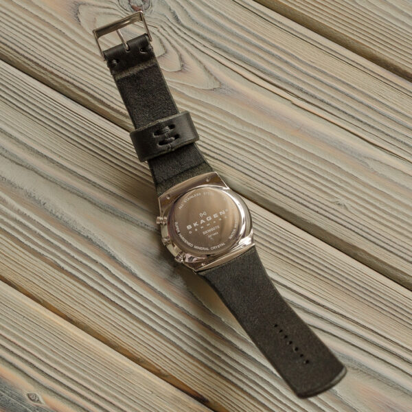 лаконичный кожаный ремешок для часов, ручная работа, черный Made by Katunoff