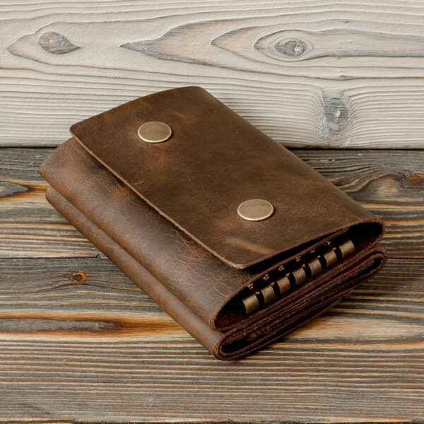 кошелек с ключницей, ручная работа, коричневый, натуральная кожа (шкура КРС) Made by Katunoff