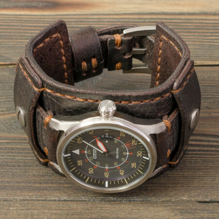ремешок для часов Citizen aw1360-12h, ручная работа, коричневый, натуральная кожа (шкура КРС) Made by Katunoff