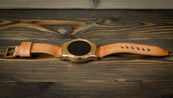 Ремешок для часов LG из итальянской кожи растительного дубления, стяжка вощеным шнуром, пропитка восками Made by Katunoff