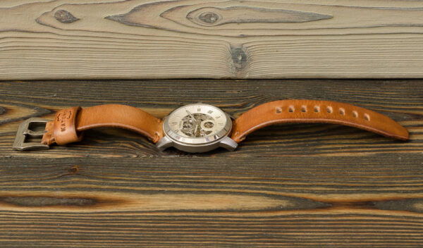 Ремешок для часов Fossil ME3052 из итальянской кожи растительного дубления, стяжка вощеным шнуром, пропитка восками Made by Katunoff