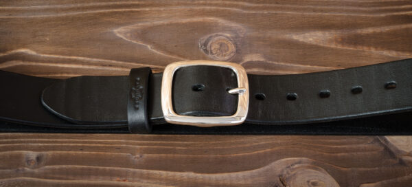 Кожаный мужской ремень с пряжкой из серебра 925 Made by Katunoff