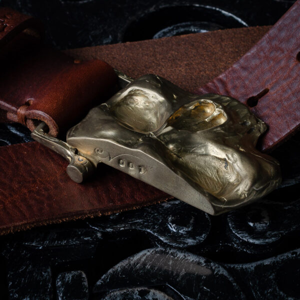 Ремень Череп Судьбы бронза, натуральная кожа, ручная работа by Katunoff
