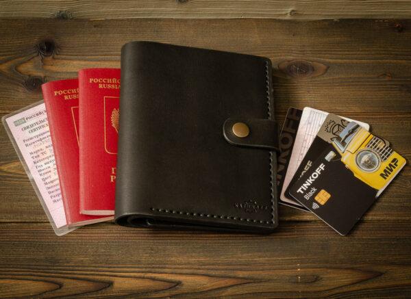 Портмоне для автодокументов, денег и 2 паспортов ручной работы из кожи by Katunoff-2