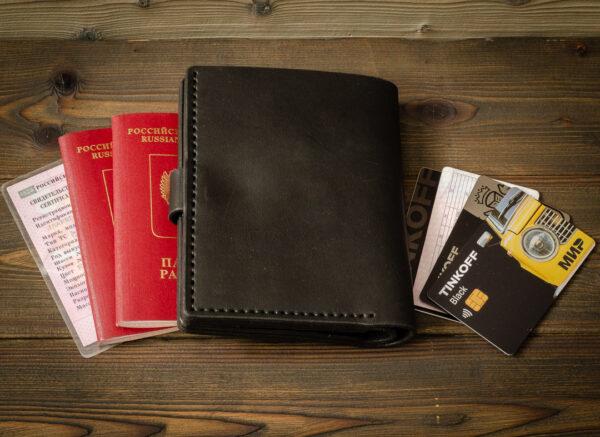 Портмоне для автодокументов, денег и 2 паспортов ручной работы из кожи by Katunoff-3