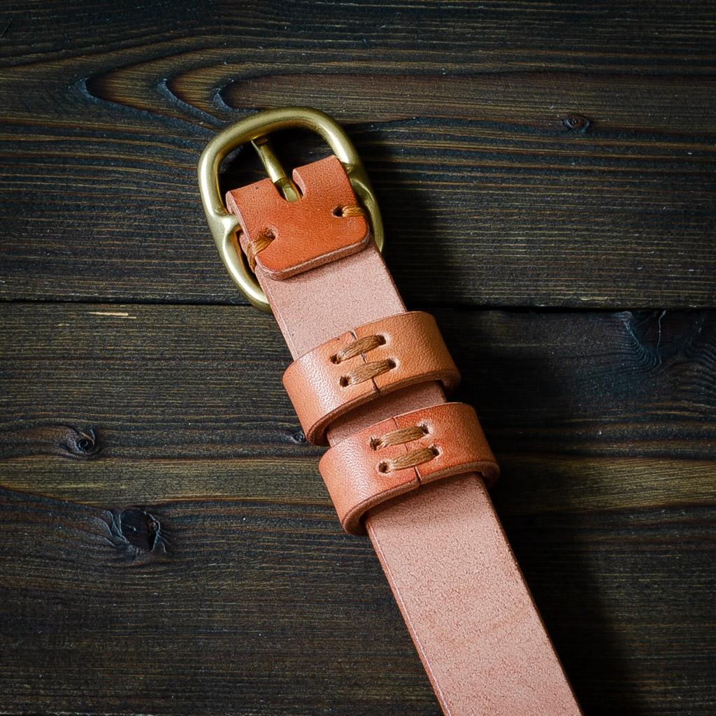 Кожаный ремень 25 мм, №70 золотистый — изображение 4