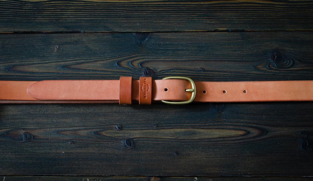 Кожаный ремень 25 мм, №70 золотистый — изображение 5